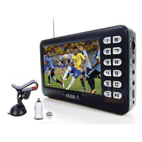 Tv Digital Portátil Tela 4.3 Polegadas com Entrada USB Rádio Fm Sd Video + Kit para Carro