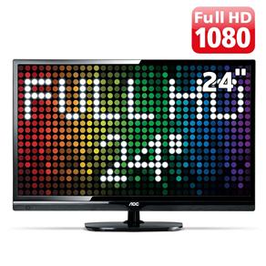 TV LED 24" Full HD AOC T2464M com Conversor Digital e Entradas USB e HDMI
