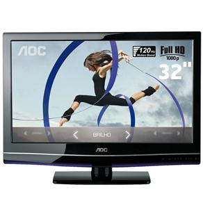 TV 32" LED AOC LE32H057D Full HD C/ Entradas HDMI e USB e Conversor Digital - 120Hz