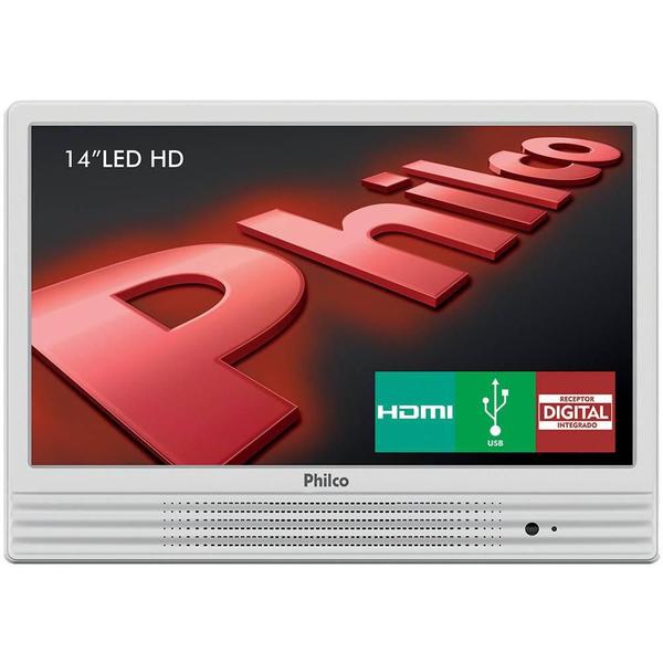 TV LED Philco PH14E10DB, HDMI, USB, 60hz, Branca - Bivolt