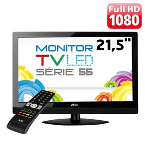 TV Monitor 21.5" LED AOC T2255WE Full HD C/ Conversor Digital e Entradas HDMI e USB