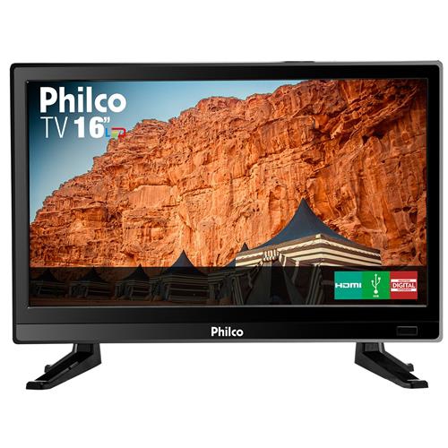 TV Philco Led 16 Pol Recepção Digital Entrada HDMI Resolução HD 1366X768p - Bivolt