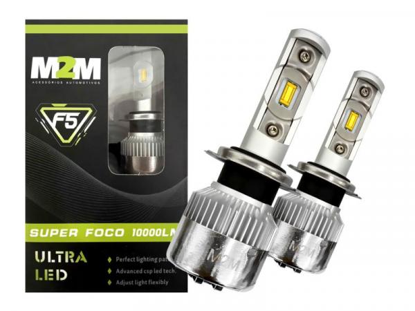 Ultra LED H7 6000K 12V 50W 10000LM - M2M F5 com LED CSP Super Foco