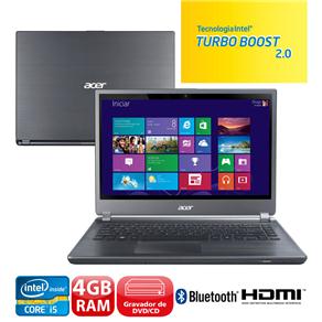 Ultrabook Acer Aspire M5-481T-6195 com Intel® Core™ I5-3317U, 4GB, 500GB, 20GB SSD, Gravador de DVD, Bluetooth, HDMI, Wireless, LED 14” e Windows 8