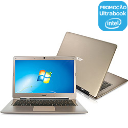 Ultrabook Acer S3-391-6647 com Intel Core I5 4GB 320GB e 20GB SSD LED 13,3" Windows 7 Home Basic