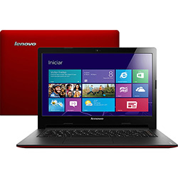 Ultrabook Lenovo S400-631262P com Intel Core I3 4GB 500GB + 32GB SSD LED HD 14" Vermelho Windows 8