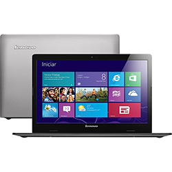 Ultrabook Lenovo S400-80C0000-1BR com Intel Core I3 4GB 500GB 32GB SSD LED HD 14" Windows 8 Prata