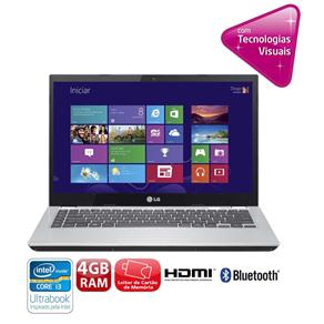 Ultrabook LG U460-G.BG31P1 com Intel® Core™ I3-3227U, 4GB, 320GB, 32GB SSD, Leitor de Cartões, HDMI, Wireless, Bluetooth, LED 14” e Windows 8