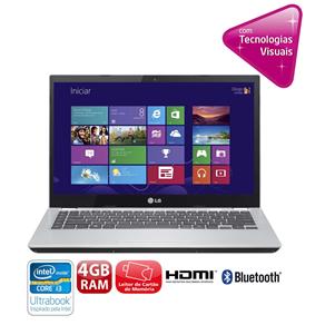 Ultrabook LG U460-G.BG32P1 com Intel® Core™ I3-3227U, 4GB, 500GB, 32GB SSD, Leitor de Cartões, HDMI, Wireless, Bluetooth, Webcam, LED 14” e Windows 8