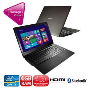 Ultrabook Positivo X8000 com Intel® Core™ I3-2377M, 4GB, 500GB, 30GB SSD, Leitor de Cartões, HDMI, Bluetooth, Wireless, Webcam, LED 14” e Windows 8