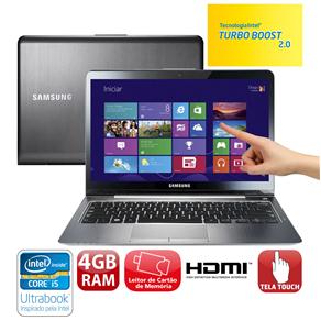Ultrabook Samsung NP540U3C-AD2BR com Intel® Core™ I5-3317U, 4GB, 500GB, 24GB SSD, Leitor de Cartões, HDMI, Bluetooth, Tela Touch 13.3” e Windows 8