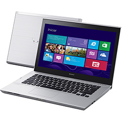 Ultrabook Sony VAIO SVT14117CBS com Intel Core I5 4GB 320GB + 24GB SSD LED 14" Touchscreen Prata Windows 8
