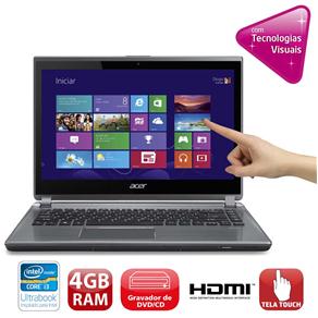 Ultrabook Touch Acer Aspire M5-481PT-6_BR868 com Intel® Core™ I3-3227U, 4GB, 500GB, 20GB SSD, Gravador de DVD, HDMI, Bluetooth, LED 14" e Windows - Ul