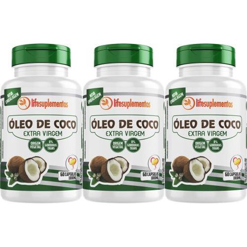3un Oleo de Coco Extra Virgem Emagrecedor 60 Cápsulas 1000mg Lifesuplementos