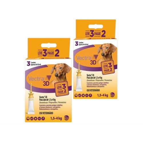 2 Unidades Antipulgas Ceva Vectra 3d Cães 1,5 a 4kg Promoção