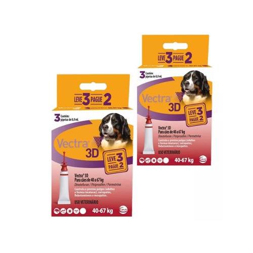 2 Unidades Antipulgas Ceva Vectra 3d Cães 40 a 67kg Promoção