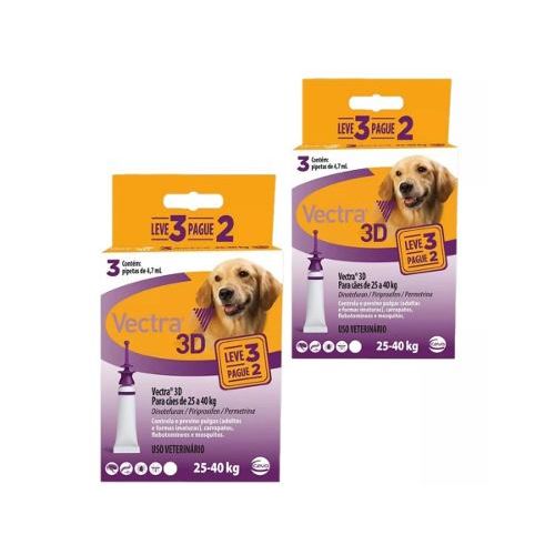 2 Unidades Antipulgas Ceva Vectra 3d Cães 25 a 40kg Promoção