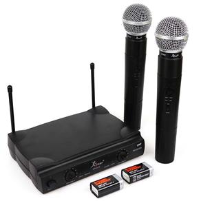 2 Unidades de Microfone Sem Fio Wireless 100mt VHF Karaoke Kp-912