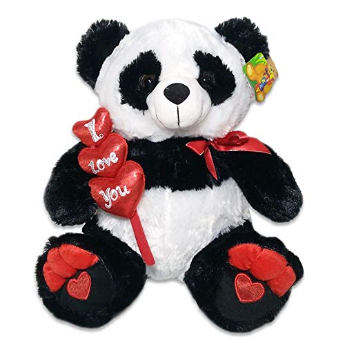 Urso Panda de Pelúcia 3 Corações I LOVE YOU Fizzy