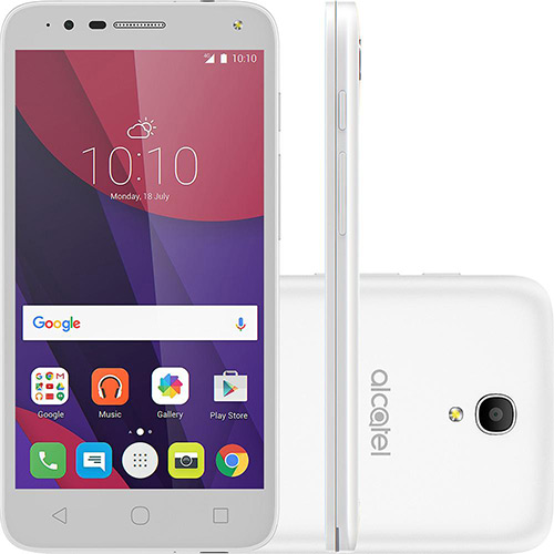 USADO: Smartphone Alcatel Pop 4 Android Tela 5" Quad Core 1.1 Ghz 8GB 4G Câmera de 13MP + 3 Capas - Branco