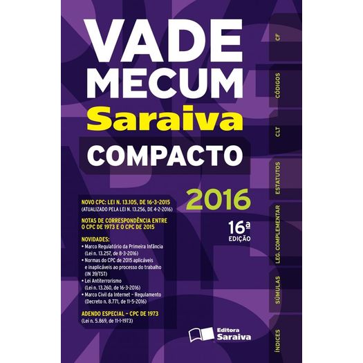 Vade Mecum Compacto 2016 - Saraiva - 16 Ed