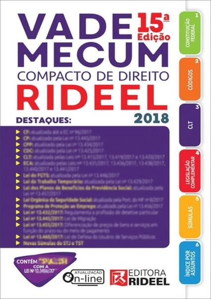 Vade Mecum Compacto de Direito Rideel 2018 - Rideel Editora