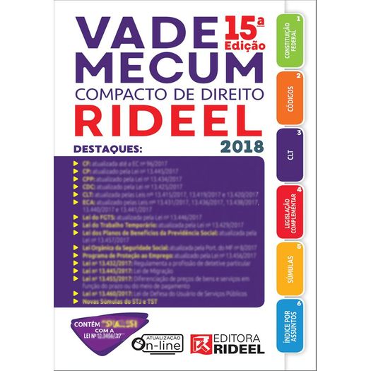 Vade Mecum Compacto de Direito - Rideel - 15 Ed