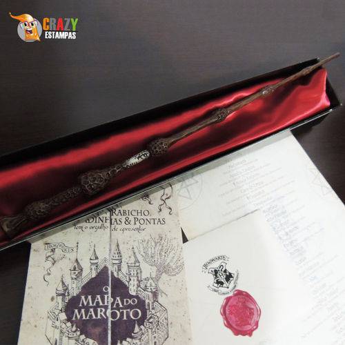 Varinha Albus Dumbledore + Mapa do Maroto + Carta + Bilhete + Feitiços