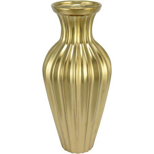 Vaso 35cm Ceramica Dourado