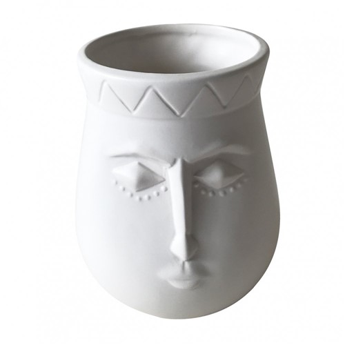 Vaso Cerâmica Face Branco - Craw