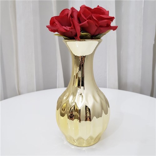 Vaso de Cerâmica Dourado 13,5 Cm