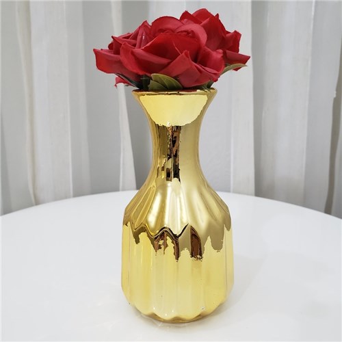 Vaso de Cerâmica Dourado 13 Cm