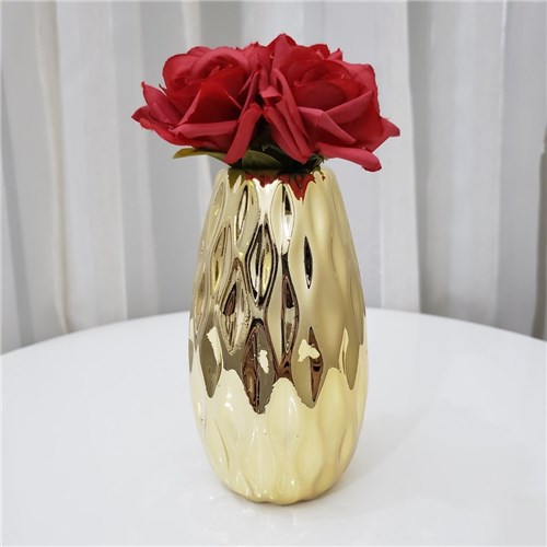 Vaso de Cerâmica Dourado 12 Cm