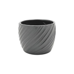 Vaso de cerâmica embossed waves cinza - 12,2 x 12,2 x 9,7cm