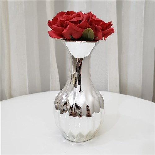 Vaso de Cerâmica Prata 13,5 Cm