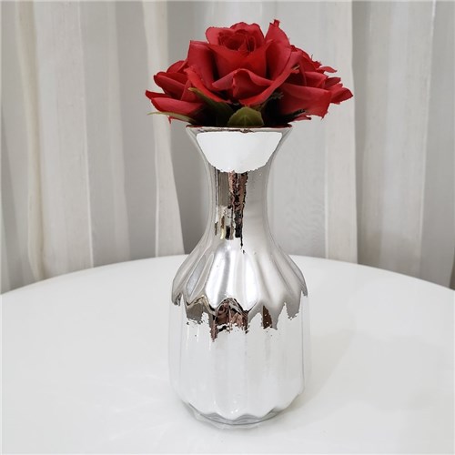 Vaso de Cerâmica Prata 13 Cm
