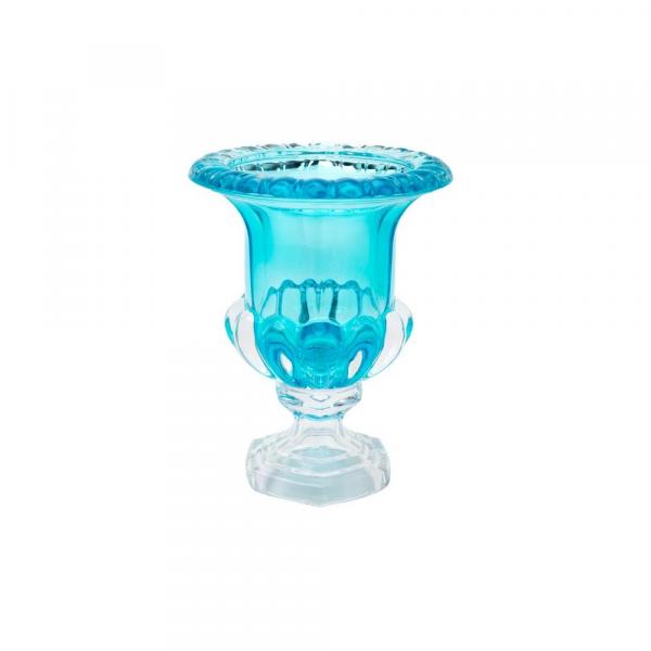 Vaso de Cristal C/Pé Sussex Turquesa 20X25,5Cm - Wolff