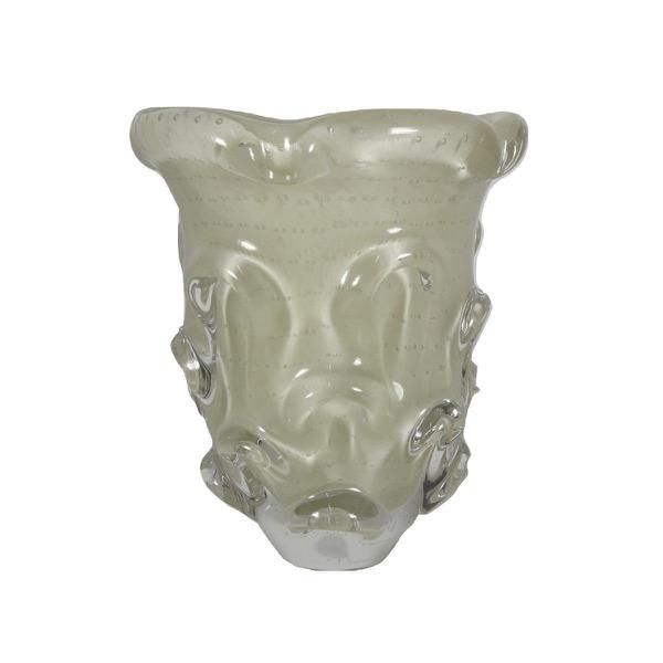 Vaso de Murano com Aspente São Marcos - Cristal Pérola 17cm