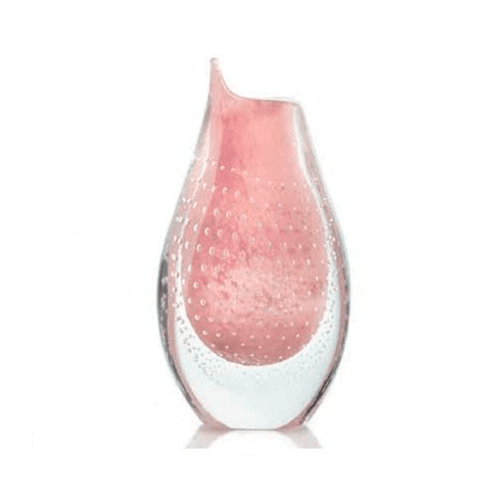 Vaso de Murano Cristal São Marcos Rosé 22 Cm