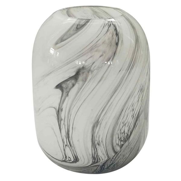 Vaso de Vidro Marmorizado Transparente 17 Cm - Btc