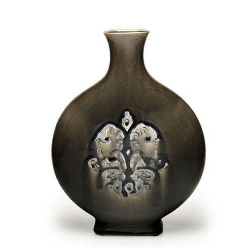 Vaso Decorativo Cerâmica Cinza Espressione