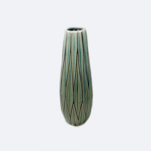 Vaso Decorativo Cerâmica Verde Grass Médio - Toque Final