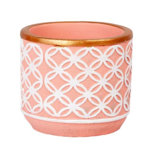 Vaso Decorativo de Cerâmica Rosa/Branco