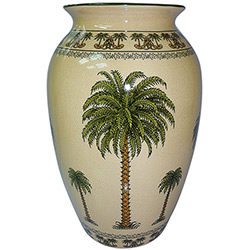 Vaso Decorativo em Cerâmica BTC Bege/Estampado - (36x24x24cm)