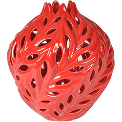 Vaso Decorativo em Cerâmica BTC Vermelho - (19x18x18cm)