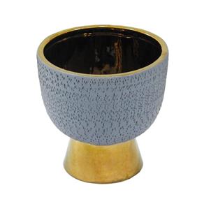 Vaso Decorativo em Cerâmica Cinza - 15x15x15cm