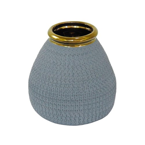 Vaso Decorativo em Cerâmica Cinza - 18X20cm