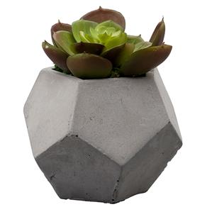 Vaso Decorativo Lyor Classic Cimento com Cacto em Plástico - 12 Cm