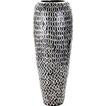 Vaso Decorativo Madrepérola Flora Orb Preto e Branco 21,5x21,5x56,5cm