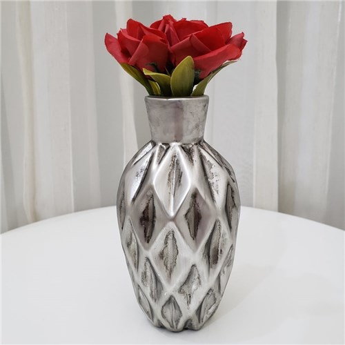 Vaso em Cerâmica 14,5 X 8 Cm - Prata